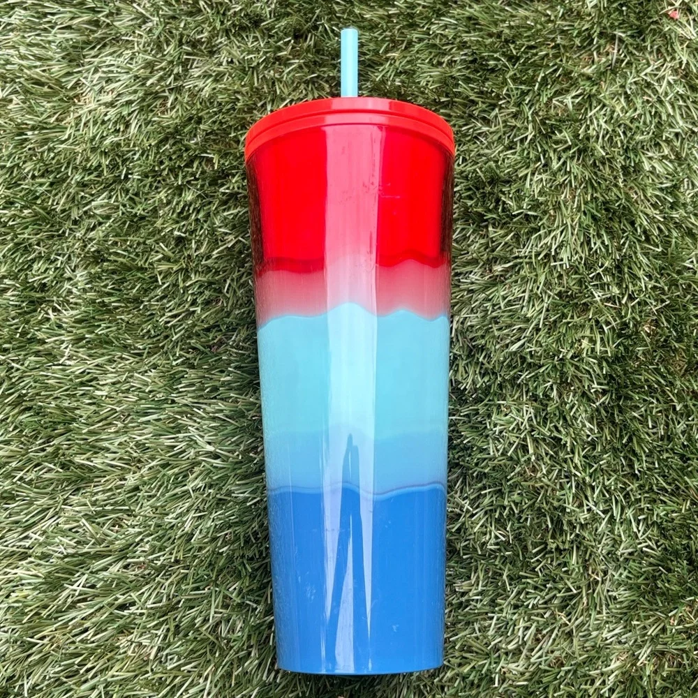 Starbucks 2021 Summer Collection Red Turquoise and Blue Watercolor Venti Tumbler